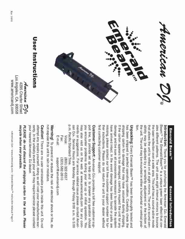 American DJ DJ Equipment Emrald Beam-page_pdf